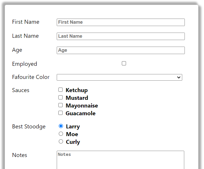 screen of Application form